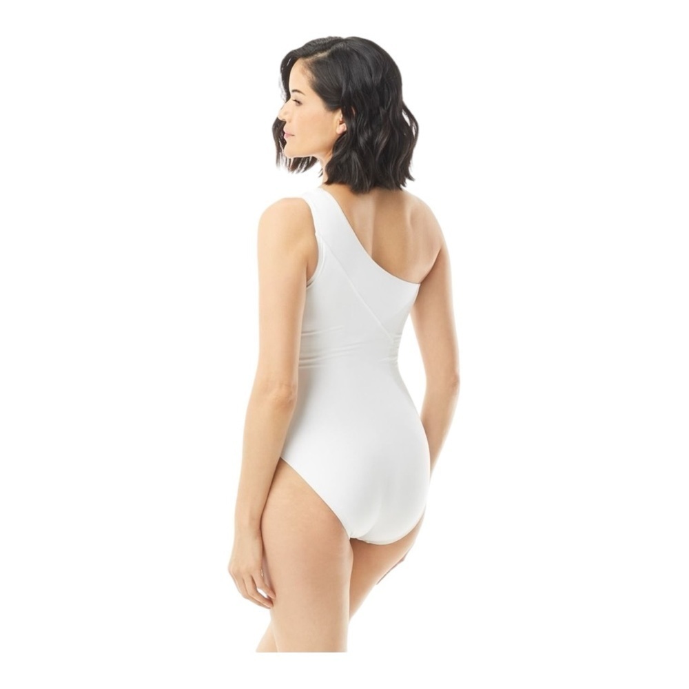 CARMEN MARC VALVO One Shoulder One Piece Twisted Tides - White NWT - Picture 3 of 5